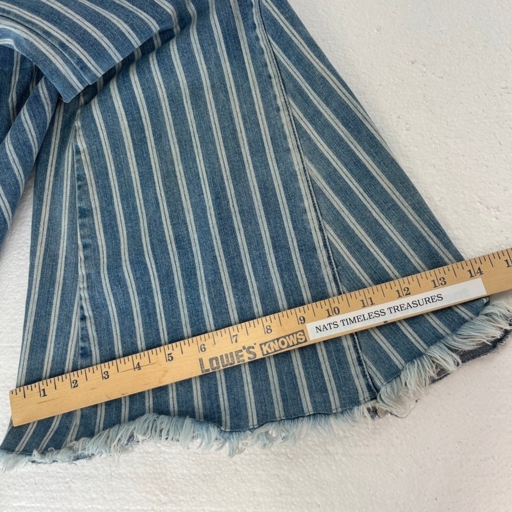 Show Me Your Mumu Berkley Bells‎ Flared Bell Bottom Jeans Sz Large Blue Striped - Picture 8 of 9